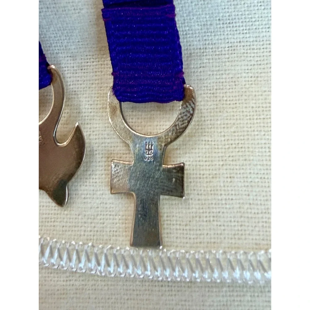 James Avery Sterling Silver Dove and Cross Purple Ribbon Bookmark with Box